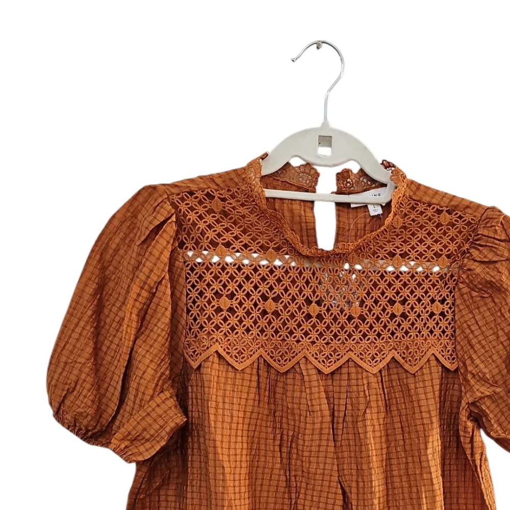Anthropologie Rust Blouse with Lace Detail - Picture 2 of 5